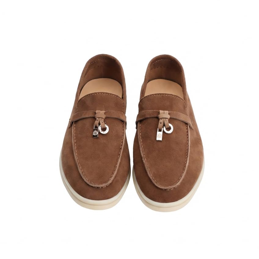 Image of Women's Summer Charms Suede Loafers - Premium Sheepskin Unlined Upper,Classic or Styles with Metal Detail for Casual, Office, Travel & All Day Wear