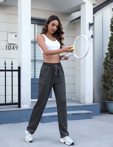 Straight Leg Womens Dark Grey Sweatpants Uniexcosm