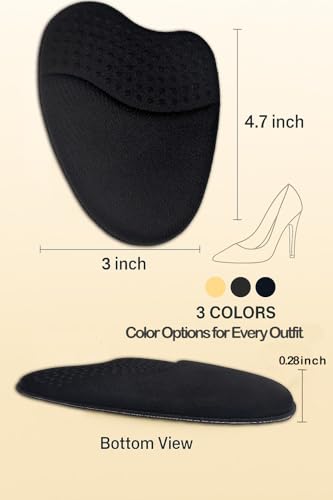 ZBLGO Metatarsal Pads for Women, Anti-Sliding, Ball of Foot Cushions, High Heel Inserts Black 4apirs