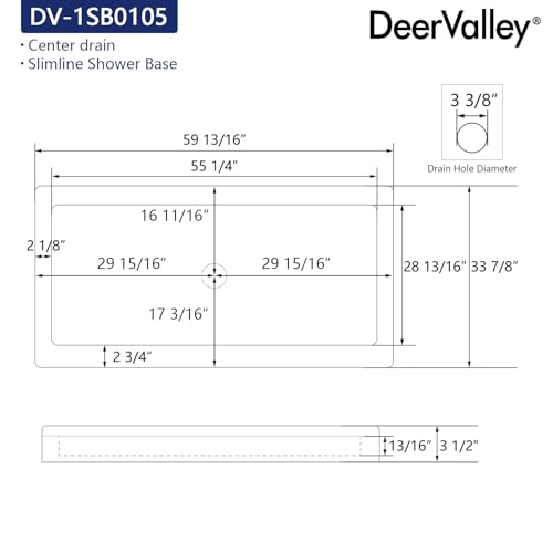 Image of DeerValley 60 inchL X 34 inchW Single Threshold Shower Base in White