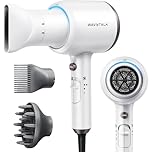 Wavytalk Hair Dryer with Diffuser, Blown Away Ionic Hair Dryer for Curly Hair with Comb, 1875W Fast Drying Blow Dryer with Ceramic Technology, 3 Attachments for All Hair Types, Light and Quiet, White
