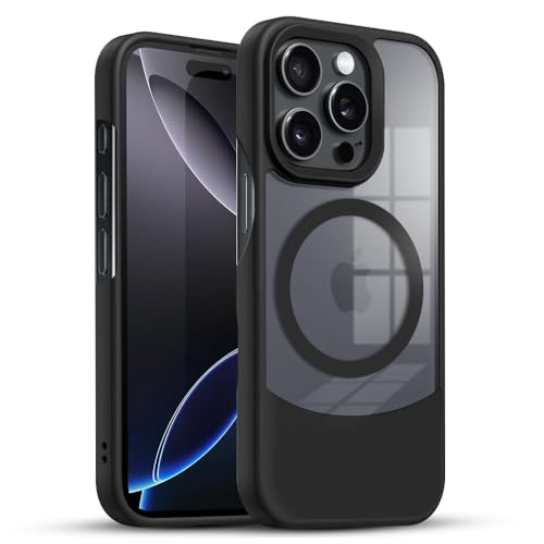 Image of KARWAN️Ultra-Hybrid Shockproof Back Cover with Mag-Safe Case foriPhone 15 Pro | Camera Protection Bump |Shockproof Back Cover Case for iPhone 15 Pro (PC & TPU, Smoked Matte Sides) Black