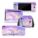 Tacky Design Kawaii Skin Compatible with Nintendo Switch Skin Wrap Cover, Cute Skin for Nintendo Switch Stickers, Premium Vinyl 3M Full Wrap Decal (Purple Unicorn)