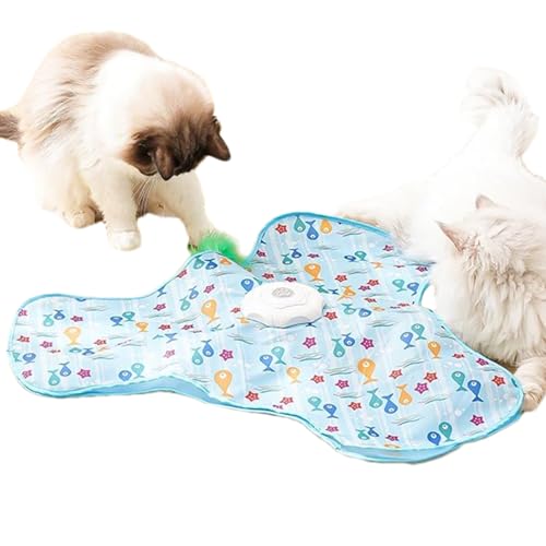 Tewzafiya Juguetes Interactivos para Gatos - Juego Móvil Cache-Cache | Accesorios para Gatos Recargable con Juego Oculto para Mantener un Tiempo Divertido y Fomentar el Ejercicio en Casa