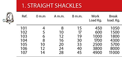 Nautos Forged D Shackle with Captive Screw Eye PIN - Stainless Steel 316 - Set of 2 Pieces (12MM - 1/2