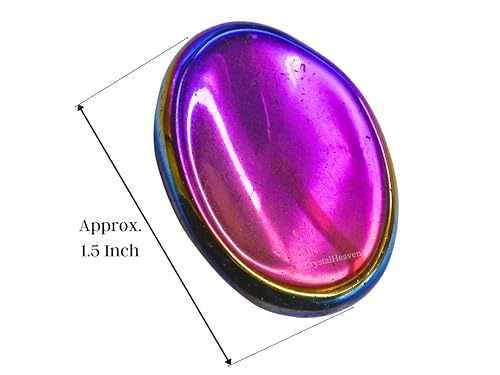 Image of Crystal Heaven Certified Titanium Aura Quartz Thumb Worry Pebbles Stones For Anxiety Stress Relief Massage - Original Healing Gemstone Agate Rubbing Stone For Yoga Meditation Spiritual Reiki Feng Shui