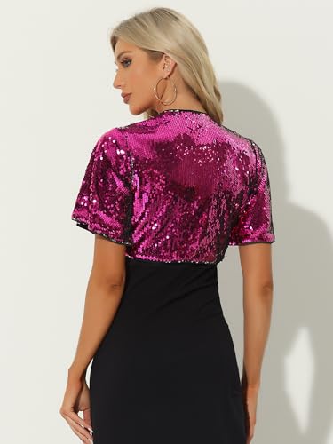 Image of Allegra K Sequin Bolero for Women's Sparkly Crop Glitter Formal Shrug for Evening Dresses