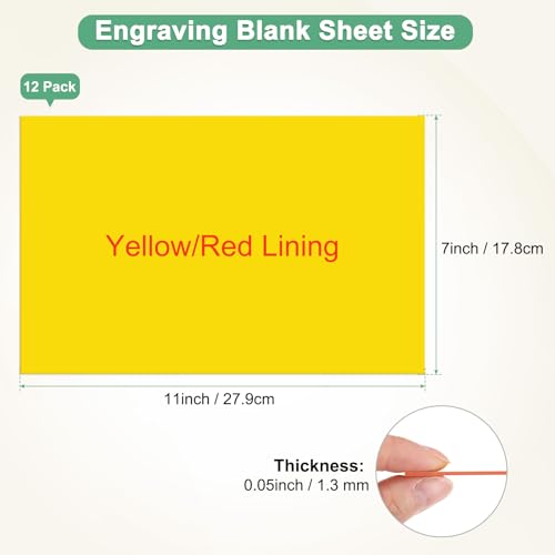 Image of M METERXITY 12-Pack Double Color Laser Engraving Blanks 7x11 Inch,1.3mm Thick ABS Plastic Sheet Engraved Material for Name Plate /Yard Signs /Laser Cutting /DIY Carving /Craft[Yellow /Red]