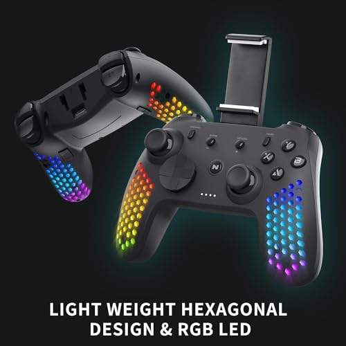 Nitho Hexagon Controller Wireless for PC, Switch, Android and iOS, Hexagonal Lightweight Design Gamepad, 6-Axis Motion Sensors, RGB LED Effects,... - Image 5