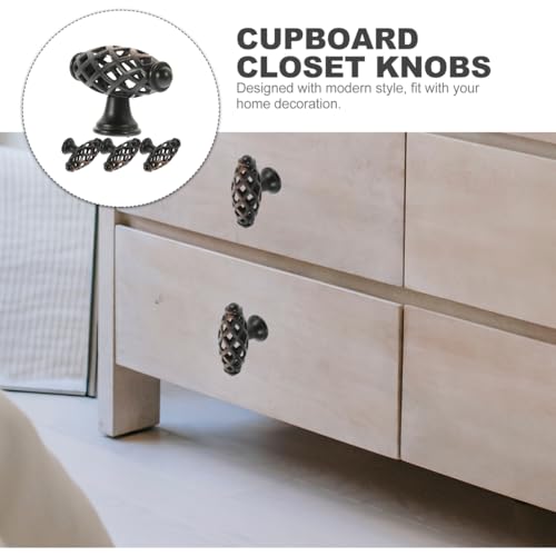 Image of balacoo 4pcs Vintage Knob Cabinets Brushed Drawer Knobs Vintage Door Handle Wardrobe Cabinet Matte Kitchen Cabinet Handles Single Hole Kitchen Cabinet Knobs Pull Handle for Furniture Black