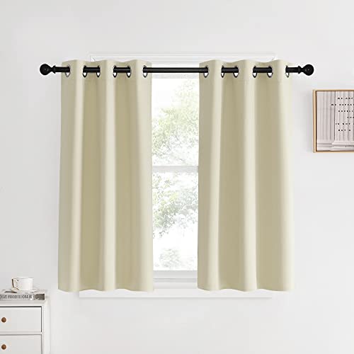 NICETOWN Blackout Beige Curtains and Drapes, Beigs, Set of 2, W34 x L40, Window Treatment Thermal Insulated Solid Grommet Blackout Draperies for Kitch