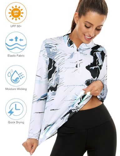 Misyula Womens Golf Shirts 1/4 Zip Sun Protection Quick Dry Tennis Running Athletic Workout Tops3