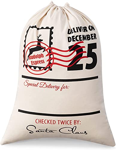 Boolavard Blank Santa Sack 19.7'x27.6' Bolsa de Navidad de Tamaño Grande con Cordón