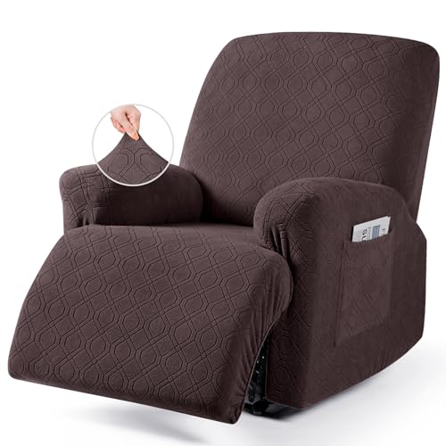 VANSOFY Recliner Chair Covers, 3-Pieces Stretch Lazy Boy Recliner Covers for Recliner Chair Soft Reclining Chair Slipcover Furniture Protector for Dogs Cats(Chocolate)