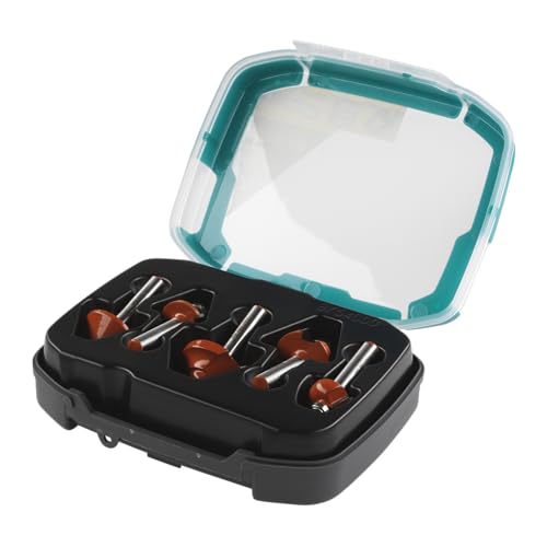 wolfcraft Set di frese sagomate TCT, 5 pezzi I 8754000 I Per fresature di precisione con fresa verticale e fresa fissa.