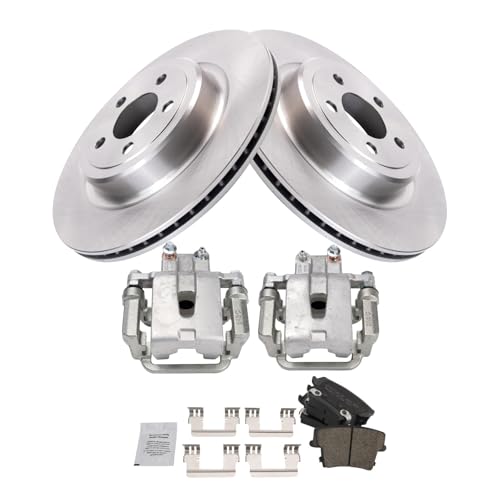 Image of TRQ Rear Brake Pad and Rotor Set Ceramic Rotors Calipers Compatible with 2007-2014 Dodge Charger 2007 Magnum