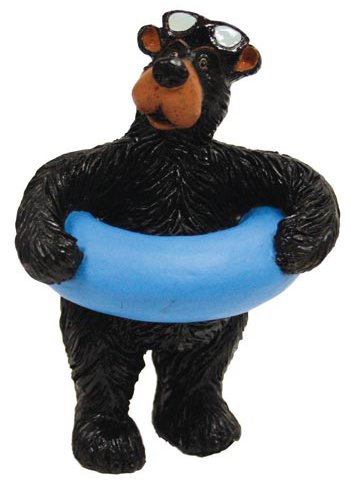 Tuber Bear with Water Tube Ring, Nautical Collectible Figurine, 4.5-inch