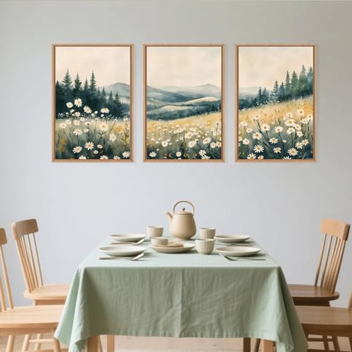Toile murale montagne brumeuse triptyque 60x90cm pour grand salon chic