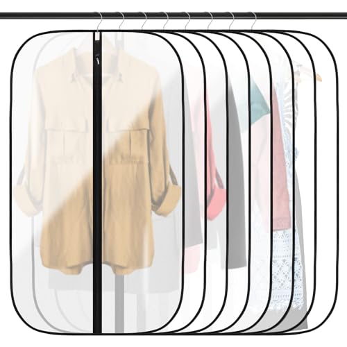 Pesutei 8 Stück Kleidersack, Halbtransparenten Kleidersäcke (60 x 100 cm) mit Reißverschluss, Anzug Schutzhülle Eignet Sich für Anzüge, Mäntel und Hemden, Mottenfest, Staubdicht und Wiederverwendbar