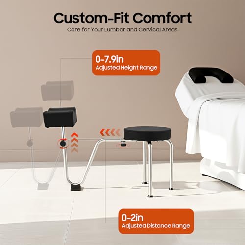 Butaco para Pedicure con Reposapiés Ajustable en Altura, Negro y Plata, para Spa y Salón de Belleza miniatura 2
