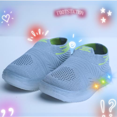 Image of Jugnu Toddler Boy's & Girl's LED Light-Up Shoes | Breathable Mesh First Walking Shoes with Soft Cushioned Insole & Stretchable Slipon Shoe for Infants & Kids (Age 18 Months to 5 Years)