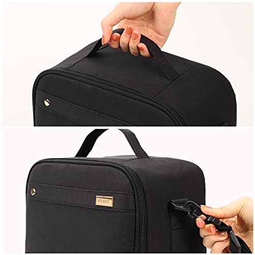 NISHEL Lunch Bag for Women, Insulated Two Separate Compartments Meal Box with Adjustable Shoulder Strap, Leakproof Cooler Case for Work, Black - Thumbnail 5
