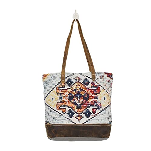 Myra Bag Street Dancer Tote Bag Upcycled Canvas, Rug & Leather S-25483