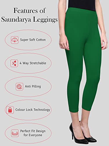 Image of Saundarya Calf Length Leggings for Women Sizes: Small Size (S /M) for 26-30 inches Waist, Regular Size (L /XL) for 30-36 inches Waist and Plus Size (2XL /3XL) for 36-40 inches Waist