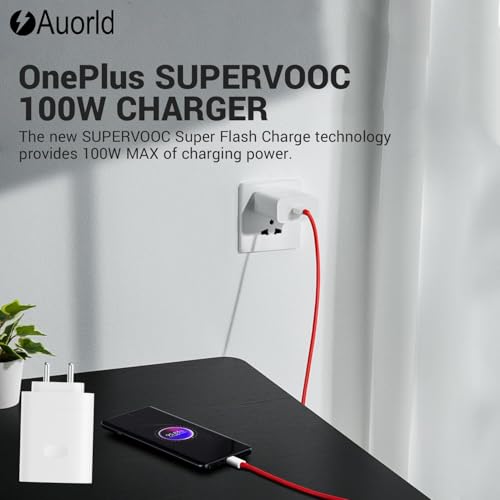 Image of Auorld Original 100W Charger Ultra Fast Charger Adapter for Oneplus 12 /12r /11 /11R /10 /10R /9 /9R /Nord 4 / Ce4 / Ce3 / Ce4 Lite Nord Ce 3 Lite 5G,Nord 2T 5G,Nord Ce 2 Lite 5G,Nord 5G, White