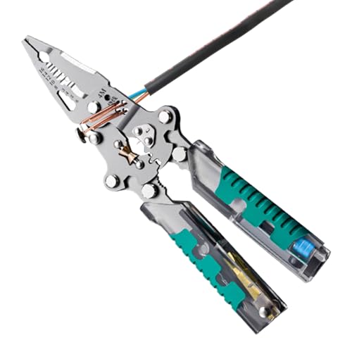 Alicates pelacables | Pinzas para cables con comprobador de tensión, destornillador portátil, pelacables robustos, plegables, para bricolaje, electricistas de coche