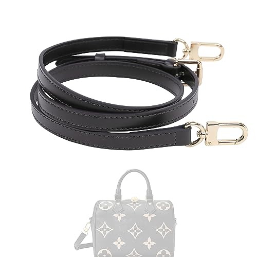 Vachetta Leather Strap for Speedy Bag, Multi Length Handmade Adjustable Cowhide Crossbody Purse Strap for Handbag 【0.7 Inch Wide, Glossy Black】