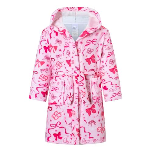 Image of Kids Bathrobe Hooded Plush Fleece Robe for Girls Boys