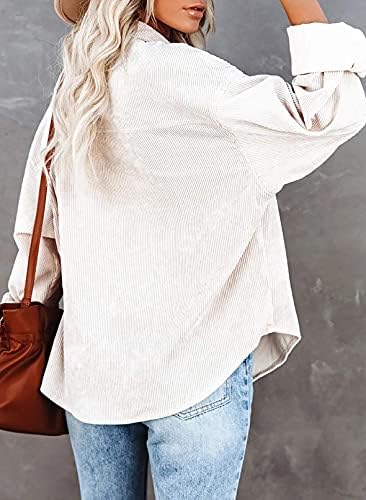 Zamowoty Womens Corduroy Shirts Button Down Long Sleeve Collared V Neck Oversized Jacket Tops with Pockets 3 Zamowoty Womens Corduroy Shirts Button Down Long Sleeve Collared V Neck Oversized Jacket Tops with Pockets