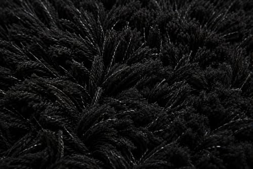 Image of Shaggy Carpet 5x8 Ft for Living Room & Bedroom (Black)