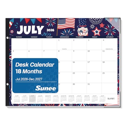 SUNEE Desk Calendar 2026 Large 22x17 from July 2026 to December 2027 Extra Large Desktop Monthly Calendar Pad 18 Months For Teacher or Office Desk Top Seasonal