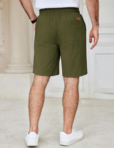 COOFANDY Men's Casual Shorts Lightweight Summer Beach Shorts Elastic Waist DrawstringComfortable Cotton Shorts 