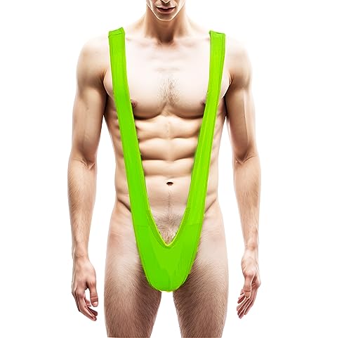 KKmeter Men's Mankini Swimsuit Jock Straps Bikini Costume V Sling Thongs Bodysuit Underwear (Green)