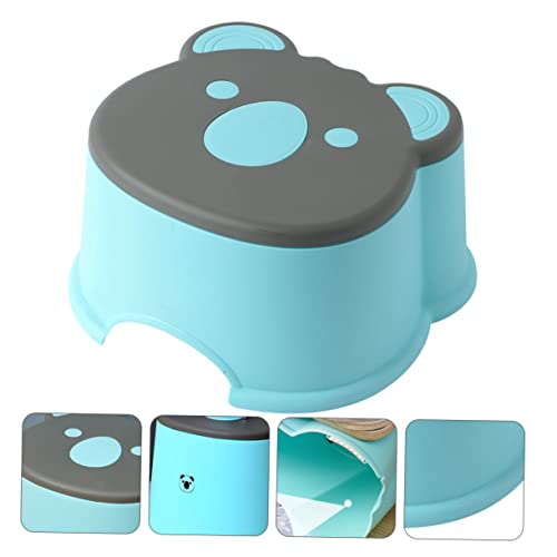 Dikaca 1Pc Small Shoes Chair Low Home Bathroom Lovely Office Pouffe Animal Blue For Bear Baby Step Stool Lightweight Footstool Footrest Cartoon Creative Children Universal #TOP4