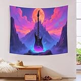 DFENILROP 3D Gedruckter Wandteppich Gitarre, Weiche Künstlerische Musikinstrument Polyester-Wandbehang, Geruchsneutral Dekoration Für Schlafzimmer & Wohnzimmer, Modernes Geschenk 100cmx150cm