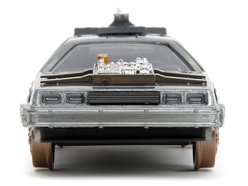 Delorean DMC (Time Machine) Versión Rueda de Tren Metal Cepillado 1:32 Modelo Diecast de Auto Película Back to The Future Parte III (1990) Serie Hollywood Rides por Jada 34786 miniatura 6