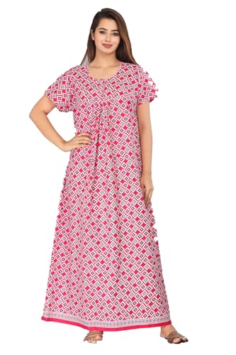Image of Monique Brand 100% Pure Cotton Nighty for Woman | Floral Gown for Women Night Wear | Cotton Nighty for Women Stylish | Maxi for Women Cotton