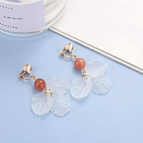 CASSIECA 15 Pairs Clip on Earrings for Women Girls Drop Earrings Fashion Long Tassel Earrings Statement Geometric Flower Star Pearl Dangle Clip Earrings Non Pierced Ears Lightweight Clip Earrings Set