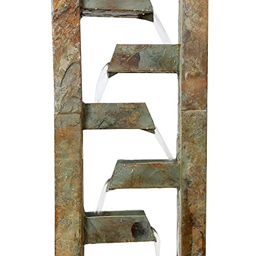 Sunnydaze Stacked Slate Outdoor Water Fountain - Large Freestanding Outside Floor Waterfall Fountain Feature For Garden, Backyard, Patio, Porch, Or Yard - 49-Inch Tall #TOP4