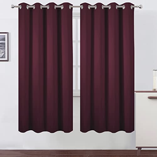 Image of LEMOMO Burgundy Red Thermal Blackout Curtains /52 x 72 Inch /Set of 2 Panels Room Darkening Curtains for Bedroom