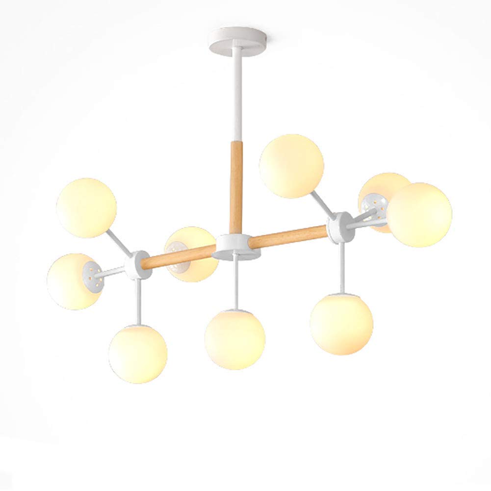 LYMSXAZOU Industrial Vintage Solid Wood Ceiling Light Fixture with 9 Lights Design for Kitchen Dining Room and Living RoomStylish Blue Finish