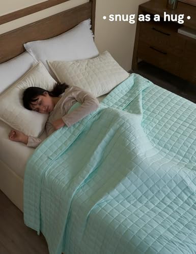 Image of YnM 12lbs Weighted Blanket for Adults, Heavy Bed Throw Blanket with Cooling Glass Beads for All Season Use, Ideal for ~110lbs (48x72 Inches, Twin /Full, Mint Green)