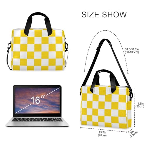 Maletín para portátil a cuadros amarillo y blanco 13-15.6 pulg miniatura 5