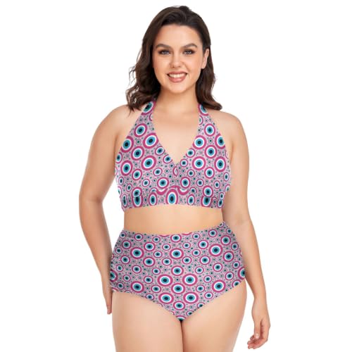 Maillot de bain 2 pièces rose imprimé œil pour vos vacances