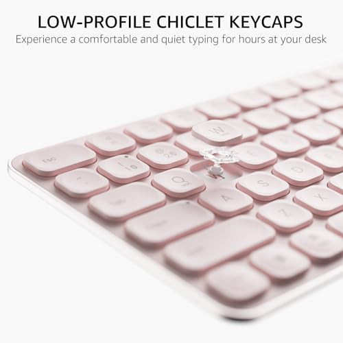 Image of Rapoo Multi-Device Keyboard and Mouse Combo, 2.4GHz /Bluetooth 5.0 /4.0 Wireless Keyboard & Mouse Set for Windows /Mac /Linux /Chrome, Support 4 Devices, Low-Profile Silent Click, Battery Powered, Pink