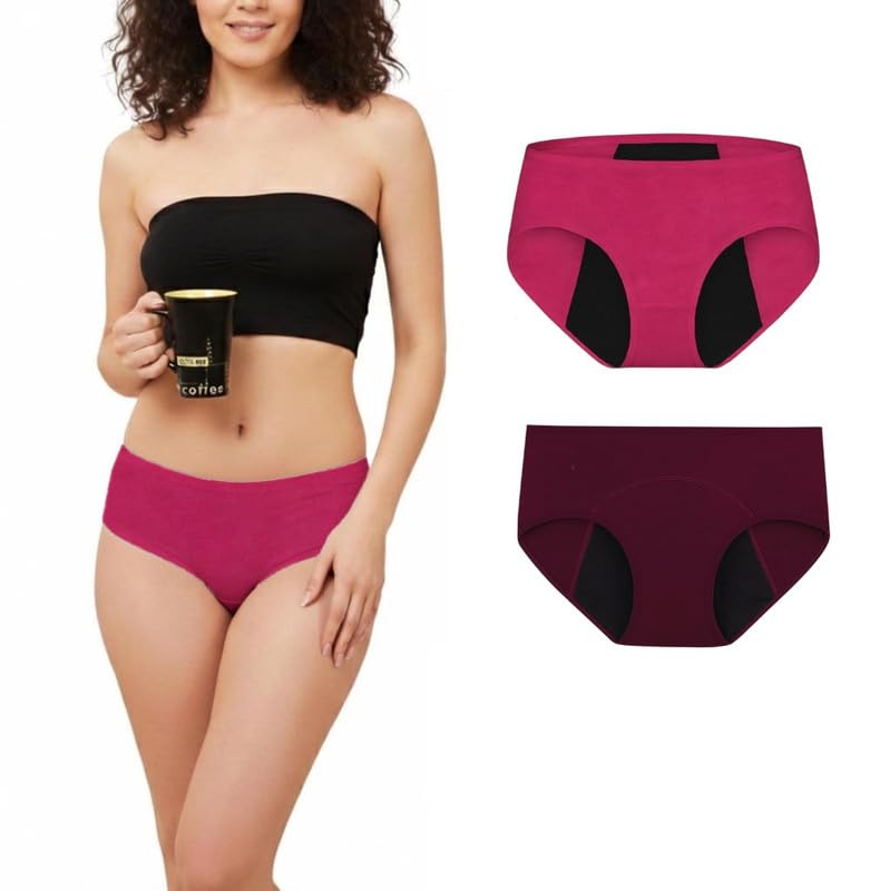 Image of DIVING DEEP Leakproof Period Panty for Women|Reusable Hipster Underwear for Medium to Heavy Flow| No Pad Required, Absorbent & Comfortable Full Breathable| 2 Years Reusable Pack of 2